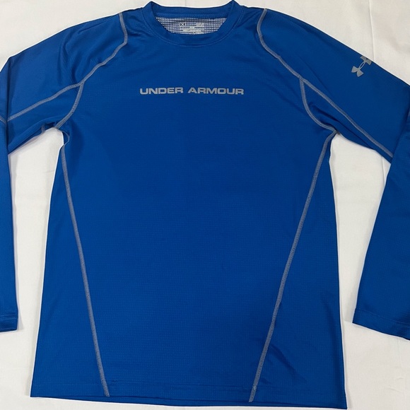 Under Armour Other - Under Armour Cold Gear Long sleeve Fitted Shirt Mens Large Blue w/Grey Accents